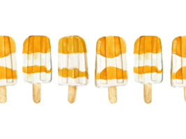 Watercolor of Mango Icecream Seamless Line png