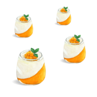 mango pudding, panna Cotta, mango efterrätt meny vattenfärg png