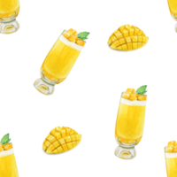 mango smoothie waterverf naadloos, achtergrond, patroon, mango drinken menu png