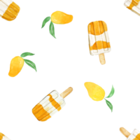 mango ijs room naadloos, achtergrond, mango toetje menu waterverf png