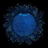 Modern Holographic Globe on Technology Background vector
