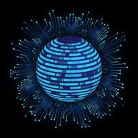 Modern Holographic Globe on Technology Background vector