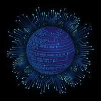 Modern Holographic Globe on Technology Background vector