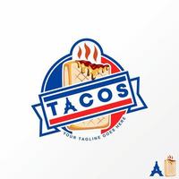 Unique but simple delicious tacos bread and Eiffel tower image graphic icon logo design abstract concept vector stock. Can be used as a symbol related to food or restaurant