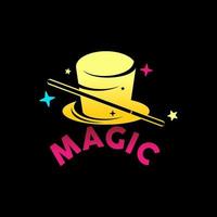 Simple and unique hat and magic wand with many stars image graphic icon logo design abstract concept vector stock. Can be used as a symbol related to entertainment or player profession