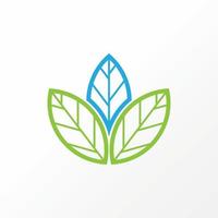 Unique but simple three or triple leaf or leaves on middle and side circle image graphic icon logo design abstract concept vector stock. Can be used as a symbol related to nature or botanical