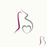 Simple but unique letter or word SB script font with line art, love, pregnant image graphic icon logo design abstract concept vector stock. Can be used as symbol related to home initial or mother