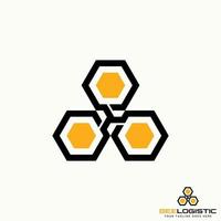 Logo design graphic concept creative abstract premium free vector stock unique lineout bound 3 hexagons like bee house. Related to animal or precision