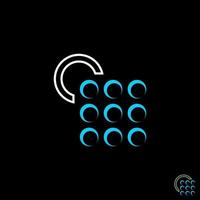 Nine rectangulars circles block and line out with arrow and letter C on corner image graphic icon logo design abstract concept vector stock. Can be used as a symbol related to tech or internet