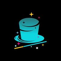 sencillo y único sombrero y magia varita mágica con muchos estrellas imagen gráfico icono logo diseño resumen concepto vector existencias. lata ser usado como un símbolo relacionado a entretenimiento o jugador profesión