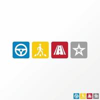 sencillo y único la carretera símbolo para jinete, cruce, prohibido detener o advertencia estrella imagen gráfico icono logo diseño resumen concepto vector existencias. lata ser usado como un relacionado a hogar firmar o instrucción