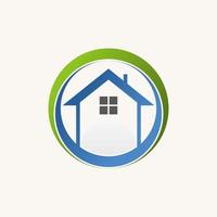 Simple and unique hexagon with roof house and window on circle around image graphic icon logo design abstract concept vector stock. Can be used as symbol related to home property or home