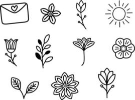 A Collection of Spring Flower Doodle vector