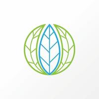 Unique but simple three or triple leaf or leaves on middle and side circle image graphic icon logo design abstract concept vector stock. Can be used as a symbol related to nature or botanical