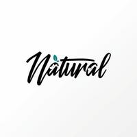 Writing NATURAL handwritten font with leaves, dog, and funny cat image graphic icon logo design abstract concept vector stock. Can be used as a symbol related to herb or pet