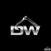 Unique but simple letter or word DW connect font with excavator hand image graphic icon logo design abstract concept vector stock. Can be used as a symbol related to initial or construction