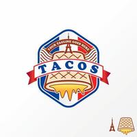 Unique but simple delicious tacos bread and Eiffel tower image graphic icon logo design abstract concept vector stock. Can be used as a symbol related to food or restaurant