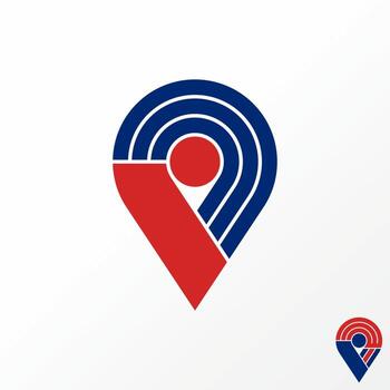 Simple and unique place or point sign with three cut part image graphic icon logo design abstract concept vector stock. Can be used as symbol related to home vacation or travel