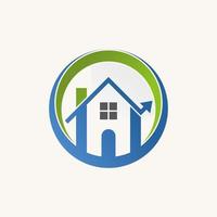 Simple and unique home with arrow trading or chart on cut circle image graphic icon logo design abstract concept vector stock. Can be used as a symbol related to property or development