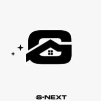 Simple and unique letter or word G sans serif font with roof house image graphic icon logo design abstract concept vector stock. Can be used as symbol related to initial or property