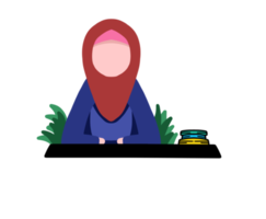 hijab menina plano personagem desenho animado fofa png