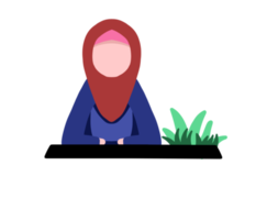 hijab menina plano personagem desenho animado fofa png