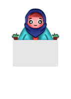 hijab menina segurando bloco de anotações png