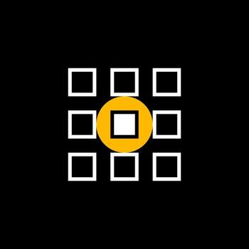 nueve rectangulares línea fuera con circulo bloquear en centrar línea modelo imagen gráfico icono logo diseño resumen concepto vector existencias. lata ser usado como un símbolo relacionado a tecnología o Internet