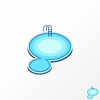 sencillo y único nadando piscina con agua, escaleras, punto objetivo en 3d imagen gráfico icono logo diseño resumen concepto vector existencias. lata ser usado como un símbolo relacionado a recreación o relajarse