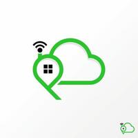 Simple and unique cloud with Letter or word P font, wifi, window, and place image graphic icon logo design abstract concept vector stock. Can be used as a symbol related to home tech or property