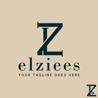 Logo design graphic concept creative abstract premium free vector stock letter ZL or LZ serif font with connected cut. Related to monogram or initial