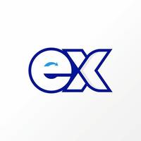 Unique and simple letter or word EX sans serif font in connect or merge with arrow image graphic icon logo design abstract concept vector stock. Can be used as a symbol related to initial or watermark
