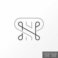 Letter or word NP or PN cut line serif font with crown on top image graphic icon logo design abstract concept vector stock. Can be used as a symbol related to initial or luxury