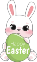 Happy Easter Day with cute rabbit. Cute Bunny cartoon character PNG