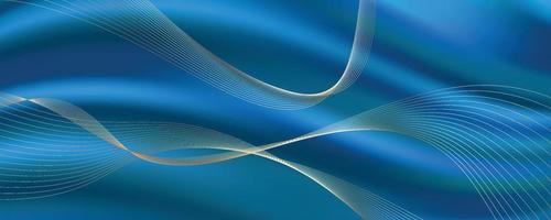 Abstract 3d blue background with golden lines vector