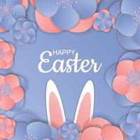 Greeting Easter background with realistic Easter eggs. Top view with copy space vector