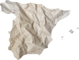 Spain map paper texture cut out on transparent background. png