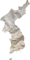 Korea map paper texture cut out on transparent background. png