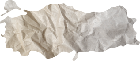 Turkey map paper texture cut out on transparent background. png