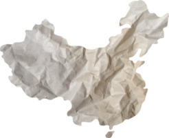 China mapa papel textura cortar fuera en transparente antecedentes. png