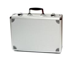 Silver metal briefcase photo