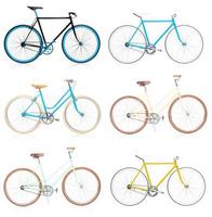 Collection of stylish colorful hipsters bicycle isolated on white photo