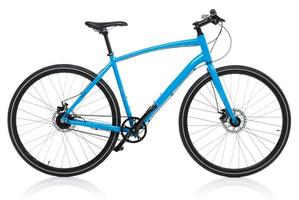 New blue bicycle isolated on a white photo