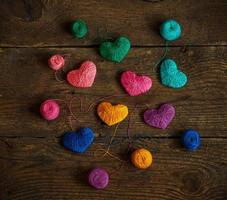 Colorful heart shaped sewing threats photo