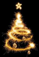 Christmas tree made by sparkler on a black photo