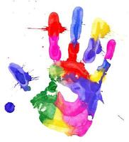 Close up of colored hand print photo