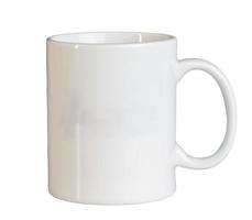 blanco taza aislar. lado vista. Bosquejo modelo foto