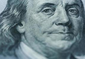 Benjamin Franklin's portrait on one hundred dollar bill photo