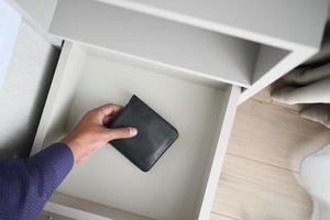 men stealing wallet from a drawer photo