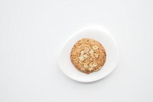 whole meal cookies on white background photo